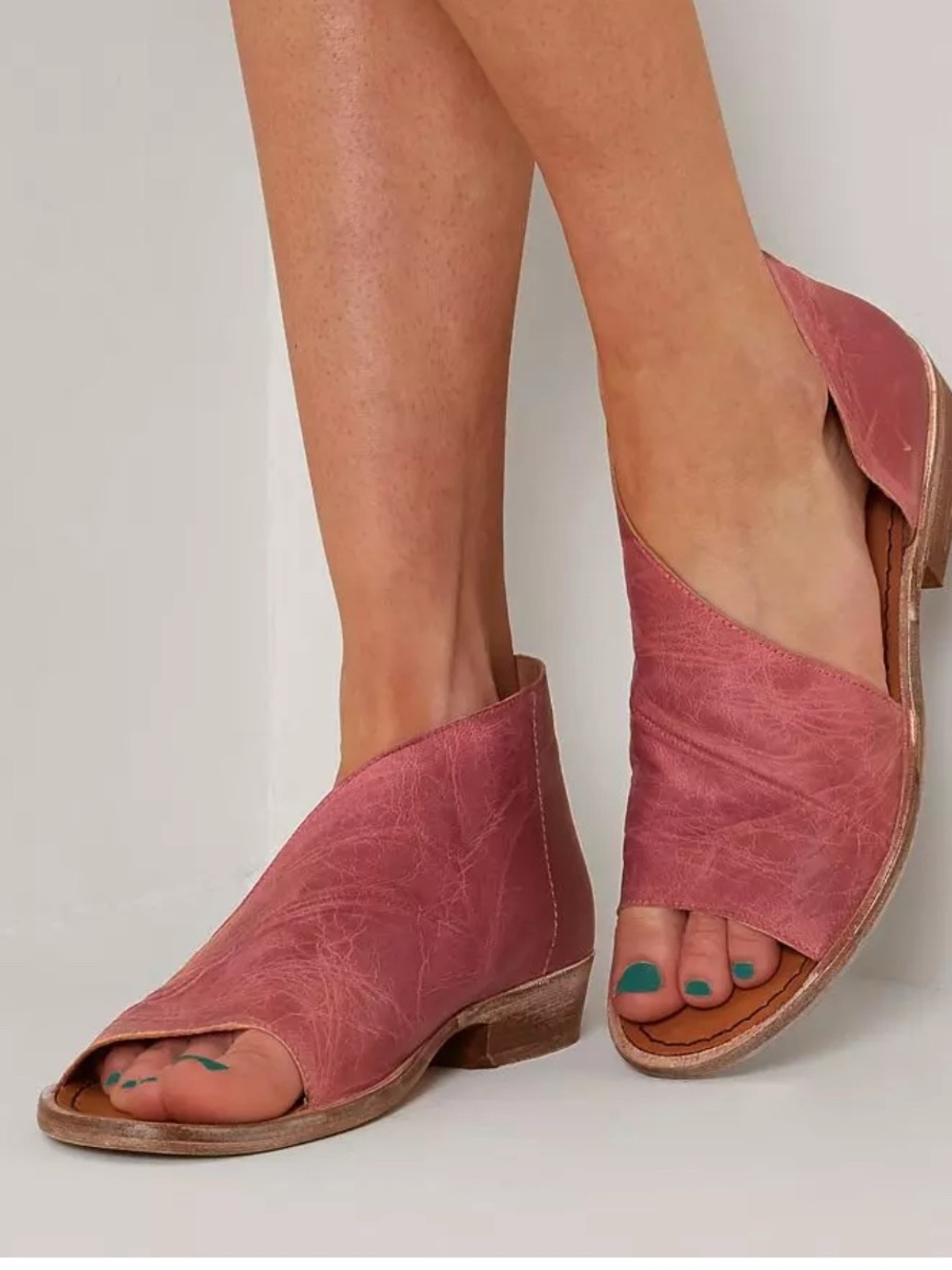600 Free People MONT BLANC leather sandal 37/ 6 us women's pinkish